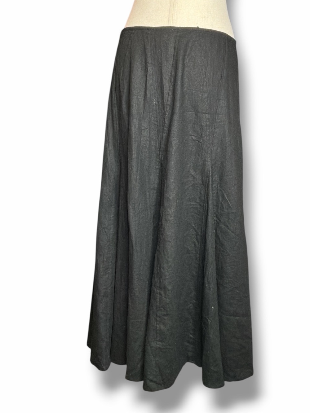 White Stag Black Zip Side A-Line Linen Blend Maxi Skirt Size 10 - Picture 3 of 5